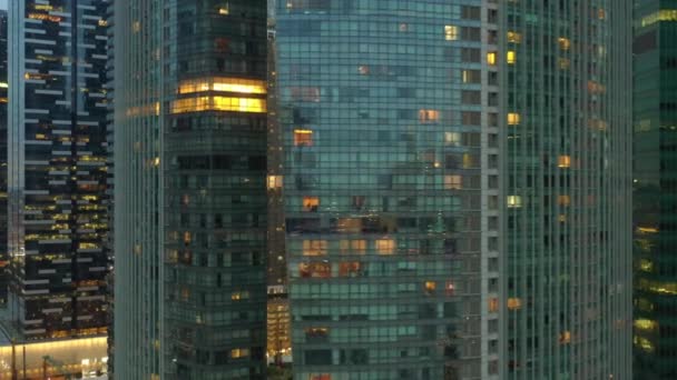 Singapore Serata Aerea Verso Basso Paesaggio Urbano Panorama Filmati — Video Stock