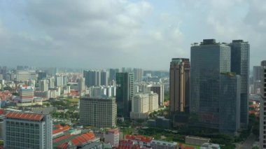Singapur hava topdown Cityscape Panorama 4k görüntüleri