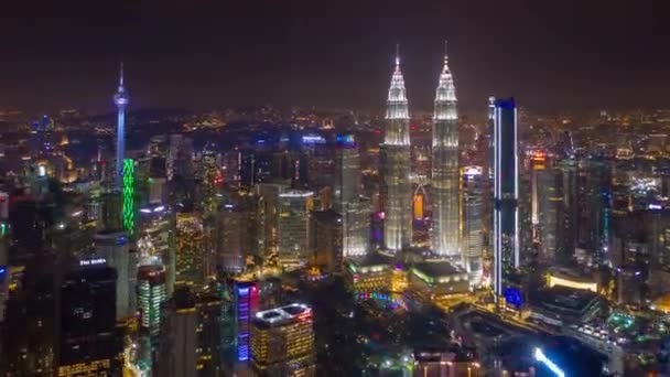 Kuala Lumpur Malaysia Setembro 2019 Noite Kuala Lumpur Downtown Aerial — Vídeo de Stock