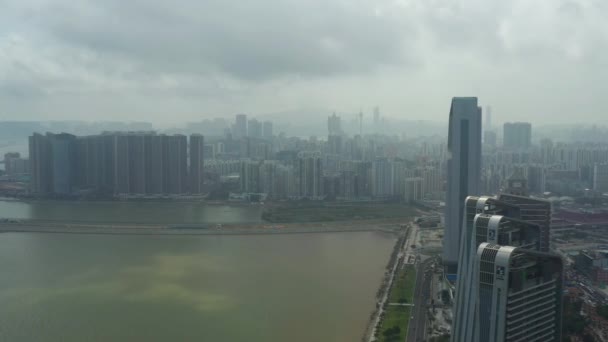 Macau Febrero 2019 Paisaje Urbano Macao Panorama Aéreo Orillas Del — Vídeos de Stock