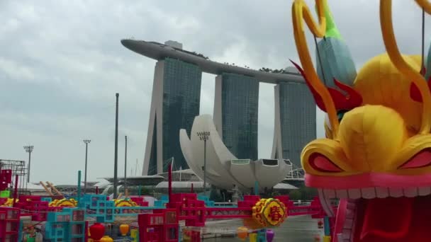 Singapore Februari 2019 Dag Tijd Singapore City Marina Bay Beroemde — Stockvideo