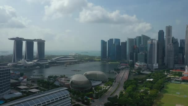 Singapur Hava Topdown Cityscape Panorama Görüntüleri — Stok video