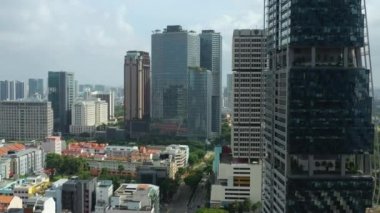Singapur hava topdown Cityscape Panorama 4k görüntüleri