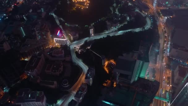 Makau Luty 2019 Macau Gród Centrum Rzeki Antena Panorama Nocy — Wideo stockowe