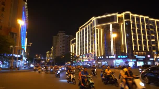 Sanya China Octubre 2018 Noche Sanya Ciudad Tráfico Calle Panorama — Vídeos de Stock