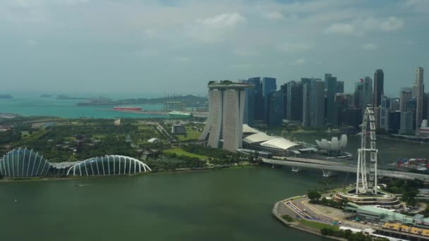 Singapur Hava Topdown Cityscape Panorama Görüntüleri — Stok video