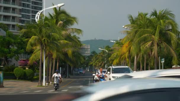 Sanya China Oktober 2018 Sonniger Tag Sanya City Traffic Street — Stockvideo