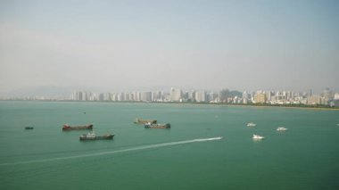 Sanya, Hainan - 30 Eylül 2018: Sanya hava deniz manzarası panorama 4k yaklaşık 30 Eylül 2018 sanya, hainan, çin. 
