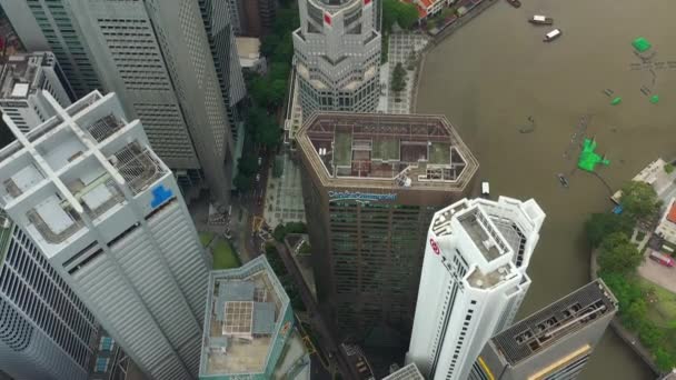 Singapore Luftaufnahme Von Oben Nach Unten Stadtpanorama Filmmaterial — Stockvideo