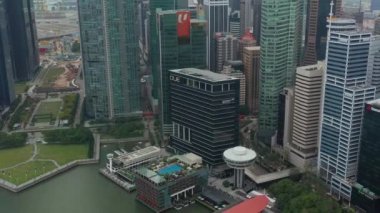 Singapur hava topdown Cityscape Panorama 4k görüntüleri