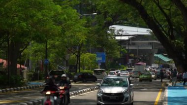 Kuala Lumpur, Malezya-Eylül 25 2018: gün Kuala Lumpur şehir merkezi trafik sokak Kavşak metro hattı Panorama 4k Malezya
