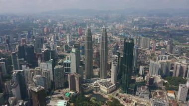 KUALA LUMPUR, MALAYSIA - SEPTEMBER 25 2019: kuala lumpur downtown aerial panorama 4k circa september 25 2019 kuala lumpur 