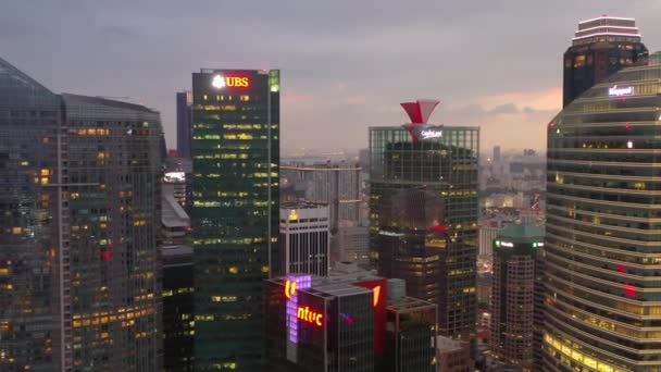 Σιγκαπούρη Εναέρια Βράδυ Κορυφή Τοπίο Πανόραμα Βίντεο — Αρχείο Βίντεο