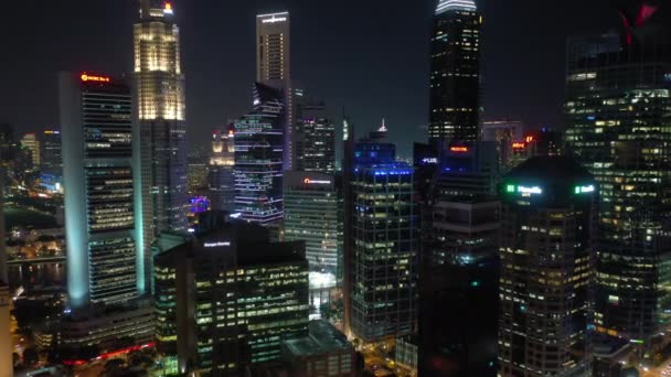 Singapur Noche Aérea Topdown Paisaje Urbano Panorama Material Archivo — Vídeo de stock