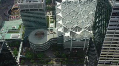 Singapur hava topdown Cityscape Panorama 4k görüntüleri