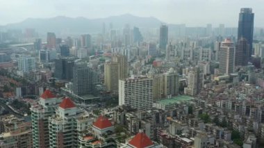 Makao - 2 Şubat 2019: macau cityscape downtown riverside havadan panorama 4k circa 2 Şubat 2019 macau, çin.