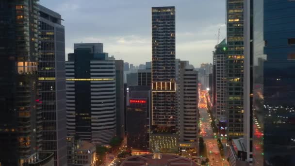 Singapura Noite Aérea Descida Cityscape Panorama Imagens — Vídeo de Stock