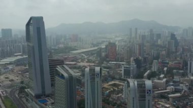 Makao - 2 Şubat 2019: macau cityscape downtown riverside havadan panorama 4k circa 2 Şubat 2019 macau, çin.