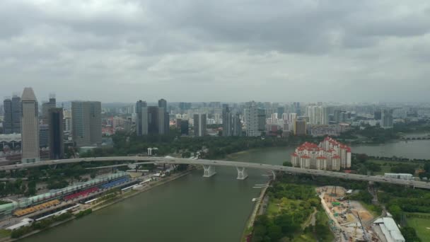 Singapura Paisagem Urbana Aérea Panorâmica Imagens — Vídeo de Stock