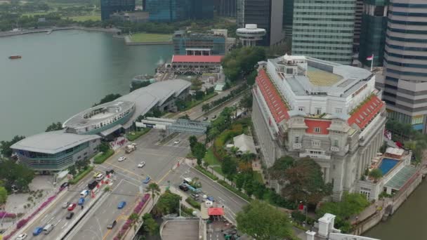 Singapur Aérea Vertical Paisaje Urbano Panorama Material Archivo — Vídeo de stock