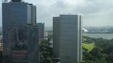 Singapur hava gün üstü cityscape panorama 4k görüntüleri