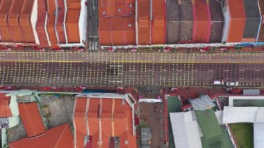 Singapur hava topdown Cityscape Panorama 4k görüntüleri