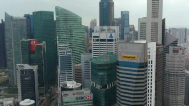 Singapur hava topdown Cityscape Panorama 4k görüntüleri