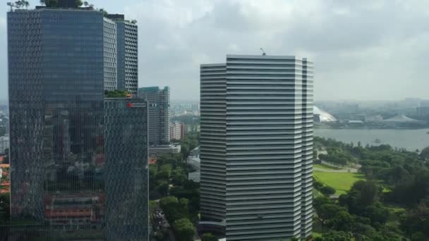 Singapore Aerial Day Time Topdown Cityscape Panorama Beeldmateriaal — Stockvideo