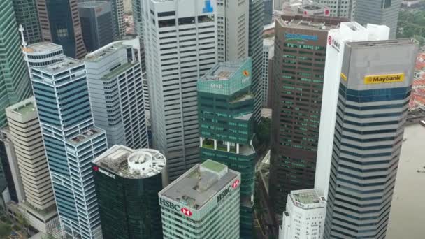 Singapore Aerea Giorno Tempo Verso Basso Paesaggio Urbano Panorama Filmati — Video Stock