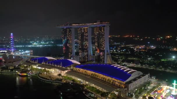 Singapur Singapur Mayo 2019 Vista Del Centro Singapur Noche Aérea — Vídeos de Stock