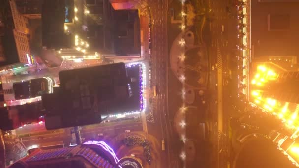 Macau Februari 2019 Macau Stadsbilden Downtown Riverside Aerial Panorama Natten — Stockvideo