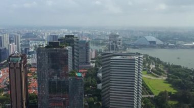 Singapur hava gün üstü cityscape panorama 4k görüntüleri