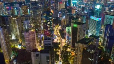 KUALA LUMPUR, MALAYSIA - SEPTEMBER 25 2019: night kuala lumpur downtown aerial panorama 4k circa september 25 2019 kuala lumpur, malaysia 