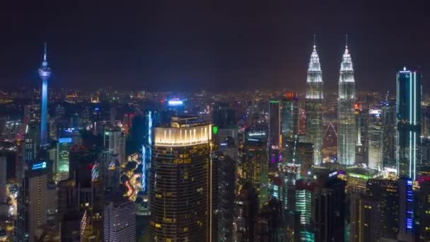 Kuala Lumpur Malasia Septiembre 2019 Noche Kuala Lumpur Panorama Aéreo — Vídeos de Stock
