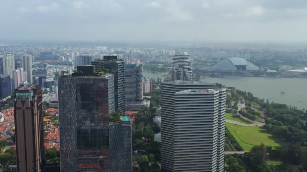 Singapore Aerea Giorno Tempo Verso Basso Paesaggio Urbano Panorama Filmati — Video Stock