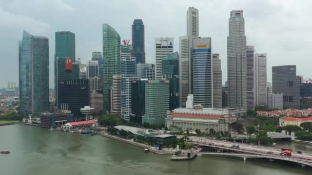 新加坡 新加坡 2016 查看新加坡市中心空中自上而下城市景观全景 — 图库视频影像