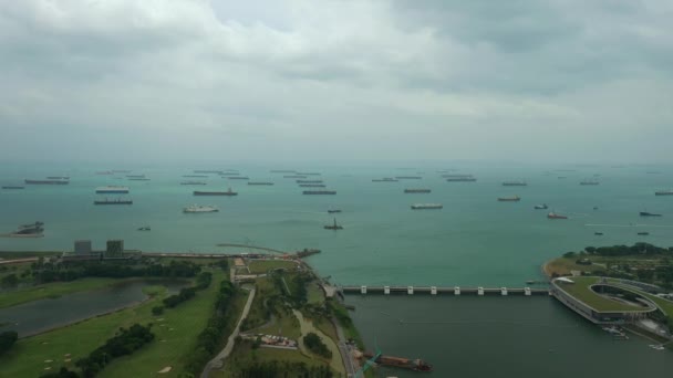 Singapore Città Cina Città Mercato Aereo Topdown Panorama — Video Stock