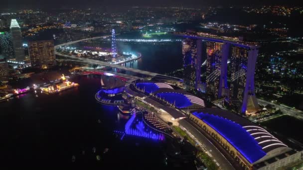 Singapore Singapore Mei 2019 Uitzicht Singapore Centrum Antenne Night Topdown — Stockvideo