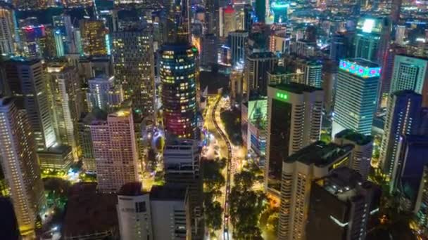 Kuala Lumpur Malezja Września 2019 Noc Kuala Lumpur Śródmieście Panorama — Wideo stockowe