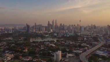 KUALA LUMPUR, MALAYSIA - MAY 25 2019: evening time  kuala lumpur downtown aerial panorama 4k circa may 25 2019 kuala lumpur, malaysia.r, malaysia.