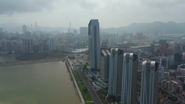 Macau Fevereiro 2019 Macau Cityscape Downtown Riverside Aerial Panorama Circa — Vídeo de Stock