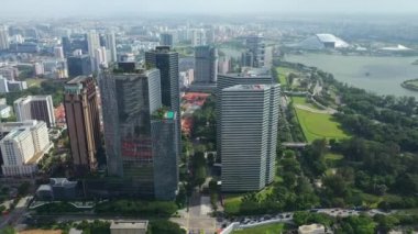 Singapur hava gün üstü cityscape panorama 4k görüntüleri