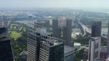 Singapur hava gün üstü cityscape panorama 4k görüntüleri