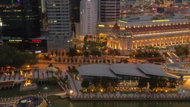 Singapore Singapore Mei 2019 Uitzicht Singapore Centrum Antenne Night Topdown — Stockvideo