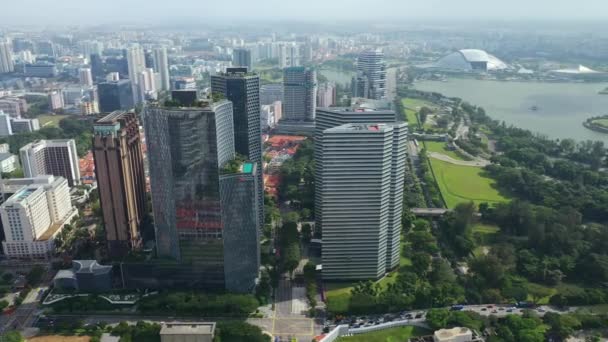 Szingapúr Légi Napos Idő Topdown Városkép Panoráma Footage — Stock videók