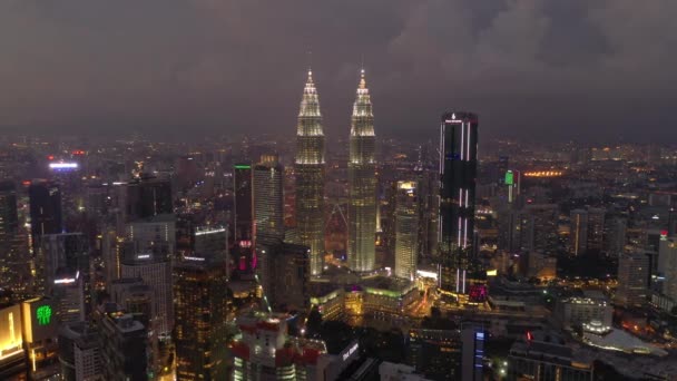 Κουάλα Λουμπούρ Μαλαισία Σεπτεμβρίου 2019 Νύχτα Kuala Lumpur Στο Κέντρο — Αρχείο Βίντεο