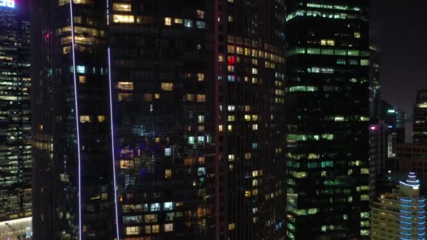 シンガポールの夜の時間空中トップダウン都市景観パノラマ4K映像 — ストック動画