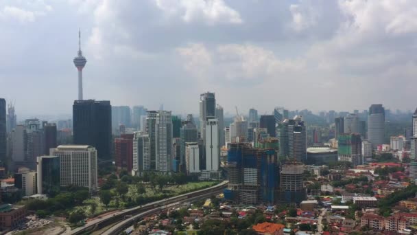 Kuala Lumpur Maleisië September 2019 Kuala Lumpur Downtown Aerial Panorama — Stockvideo