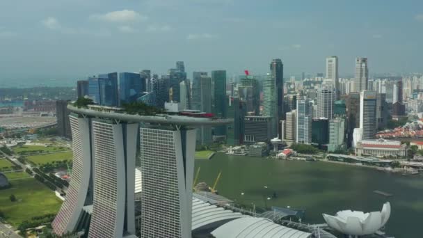 Singapur Febrero 2019 Día Singapore Ciudad Marina Bahía Famoso Hotel — Vídeos de Stock