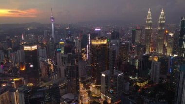 KUALA LUMPUR, MALAYSIA - MAY 25 2019: evening time  kuala lumpur downtown aerial panorama 4k circa may 25 2019 kuala lumpur, malaysia.r, malaysia.